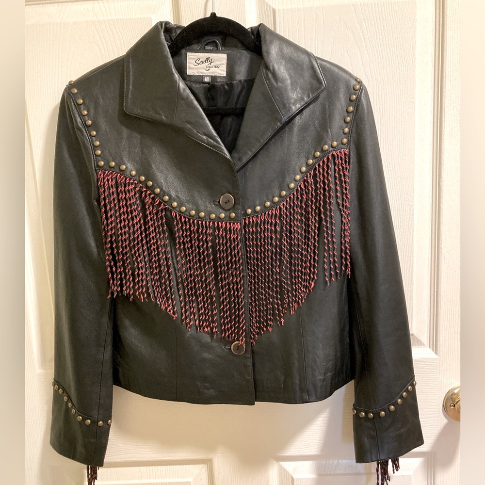 Women’s Scully genuine black leather jacket size medium never worn